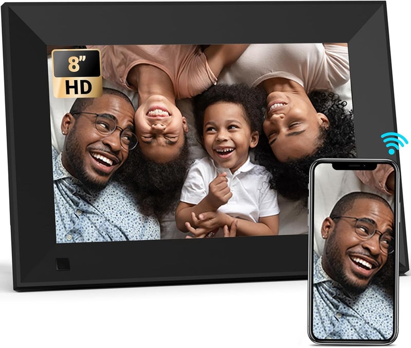 Bsimb 8 Inch Digital Picture Frame Touch Screen, 1280x800 HD WiFi Electronic Photo Frame Album Display 16GB, Share Pictures/Videos via App/USB/SD Easy Setup Gifts for Mom, Auto-Rotate, Solid Black - Image 1